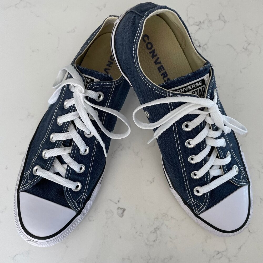 Converse All Star Casual Lo Cut Lace Up Textile Sneakers Blue+Wht 10W/8M Unisex